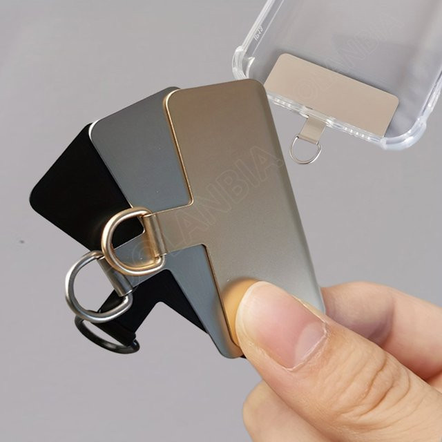 DOLANBIA Universelle Metall-Handyband-Dichtung in Silber, Ultradünner Handy-Trageriemen mit Kartenclip und Hängekordel-Clip - Bild 1