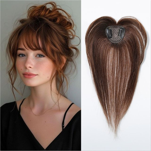 HAIRCUBE Echthaar-Topper, honigbraun, 3D-Wispy-Pony, 25,4 cm, Damen - Bild 1