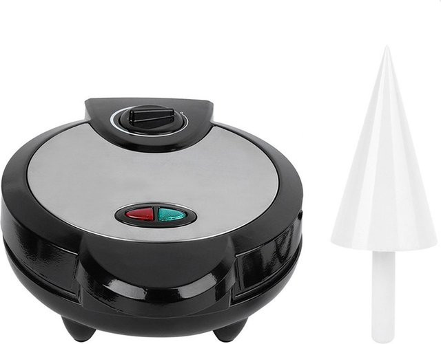 Aimo Elektrischer Eistütenbereiter mit 1200 W, Antihaftbeschichtete Waffelmaschine für Rollenwaffel und Bubble Waffeln, Grau/Schwarz - Bild 1