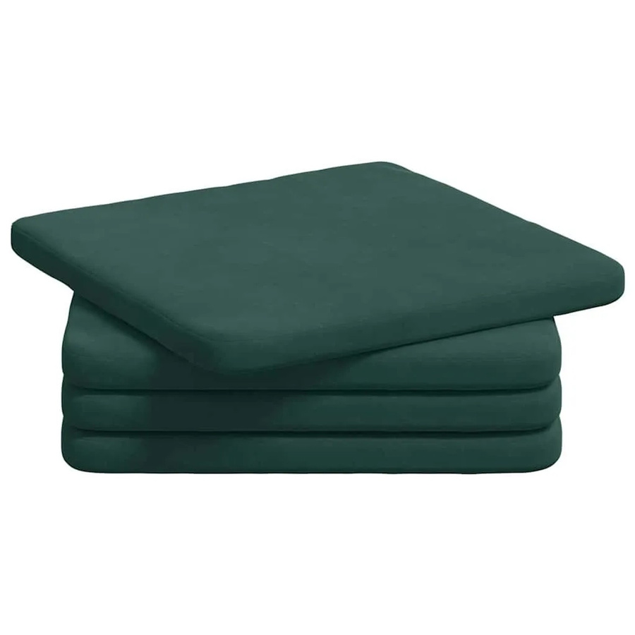 vidaXL Sitzkissen Set 4 Stück aus Samt in Dunkelgrün mit ergonomischem Schaumstoff und abnehmbarem Bezug, B/T/H: 40 x 40 x 3 cm - Bild 2