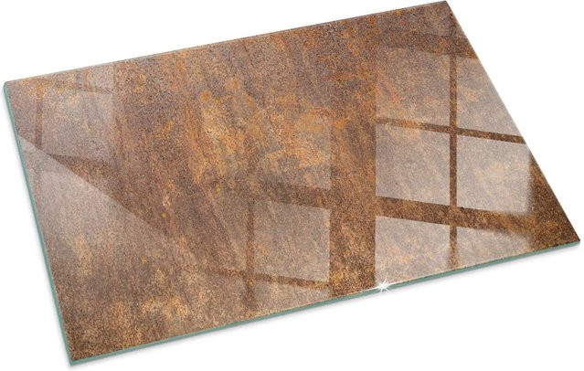 Tulup Glasplatte für Kaminöfen mit Roststruktur in Braun, B: 100 cm, H: 70 cm - Bild 1