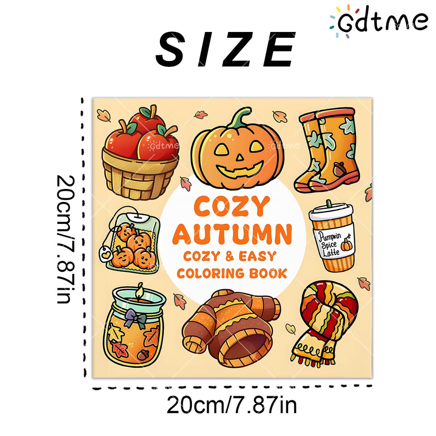 COZY AUTUMN Malbuch für Erwachsene, einfache Muster, mehrfarbig - Bild 3