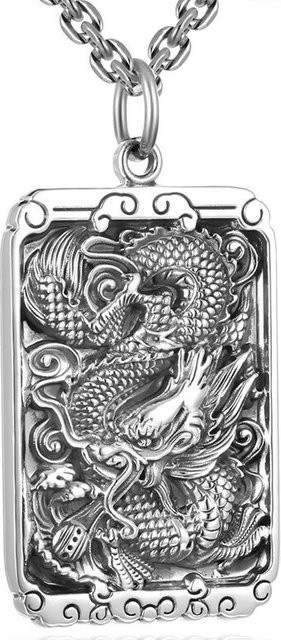 Wucifang Jewelry Halskette mit Drachenanhänger, Silber, Herren - Bild 1