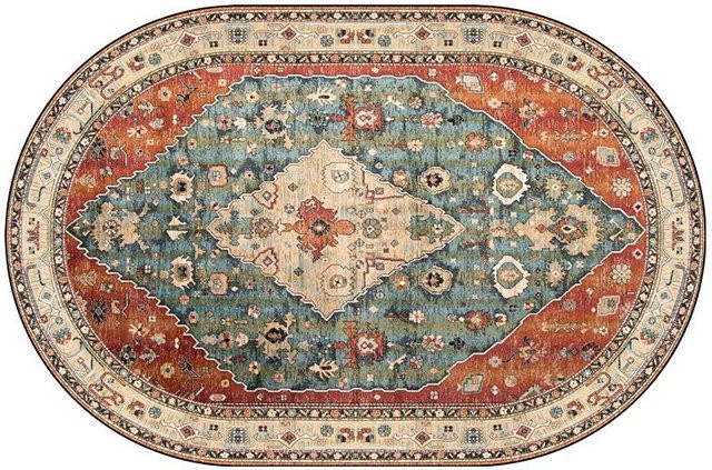 Ovaler Teppich im persischen Boho-Stil von WTEMPO, mehrfarbig, B/T: 140 x 200 cm - Bild 1