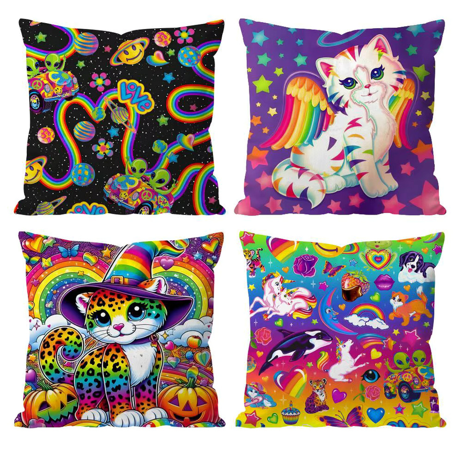 L-Lisa Frank Kissenbezug mit Grafikmuster in Schwarz und Multicolour, B/T/H: 30 x 30 x 30 cm - Bild 2