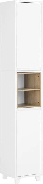 SoBuy Hochschrank Weiß BZR147-W mit 2 Türen und 2 Fächern als schmaler Badschrank H: 170 cm, B: 30 cm, T: 30 cm - Bild 1
