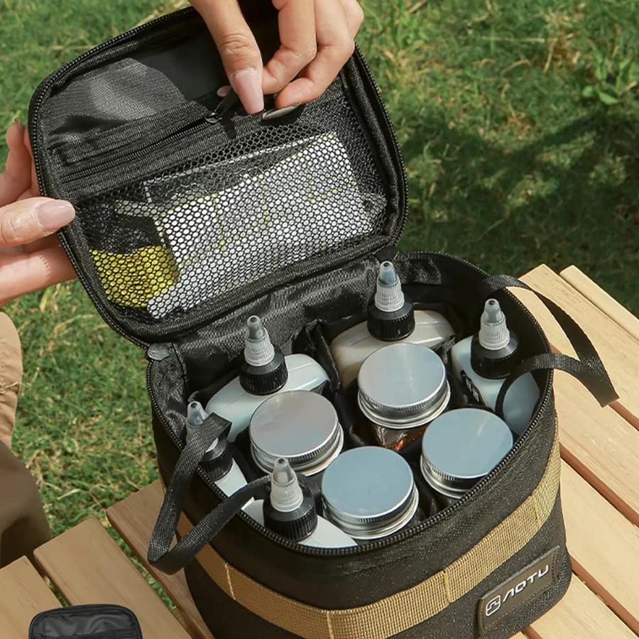 Bonytain Gewürz-Set für Outdoor, Camping und Picknick, Tragbare Öl- und Gewürzflaschen in Beige - Bild 3
