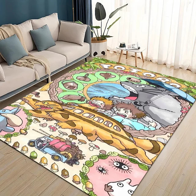 Potdemiel 3D T-Totoro Cartoon Teppich für Kinderzimmer und Wohnzimmer, rutschfeste Bodenmatte in Multicolour - Bild 1
