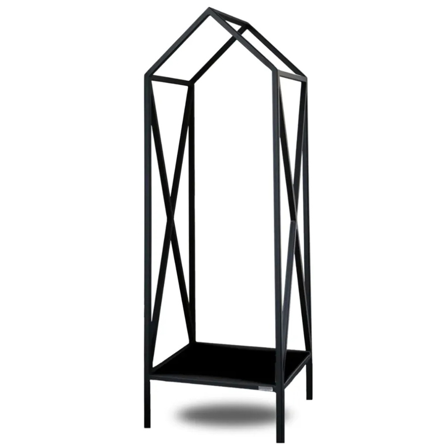 DELUKE Kaminholzregal DUSI aus Metall in Schwarz mit Dachdesign für Innen und Außen - Bild 2