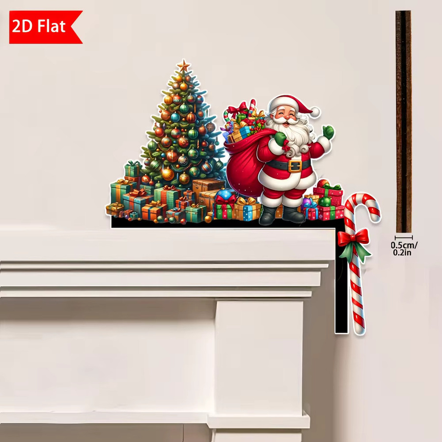 Weihnachtliche 2D Ecke-Dekoration aus Holz mit Santa Claus und Weihnachtsbaum in Mehrfarbig - Bild 3