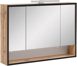 Schildmeyer LED-Spiegelschrank Max in Eiche Braun mit integrierter Beleuchtung, B/H/T: 80 x 64,2 x 16 cm - Bild 1