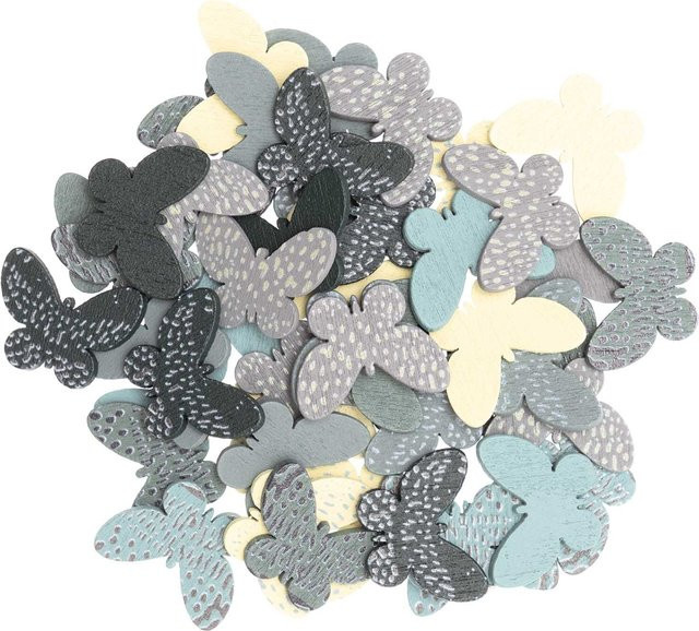 Rico Design Holzstreu Schmetterling Mix in Grün mit 48 Stück - Bild 1