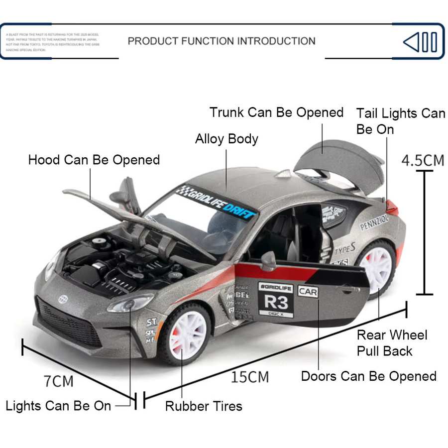 MAKEDA Corolla GR86 Modell, 1:32, Diecast Auto, mit Sound und Licht - Bild 2