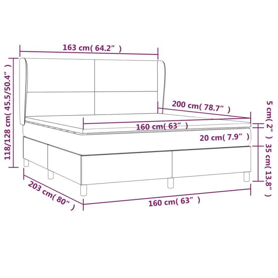 vidaXL Boxspringbett mit Matratze und Kopfteil, Braun, Stoff, B/T: 160 x 200 cm - Bild 4