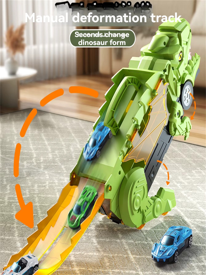 3-in-1 Kinder-Dinosaurier-Deformationscontainer-LKW Tyrannosaurus Rex, Spielzeugauto, Grün, ab 3 Jahre - Bild 2