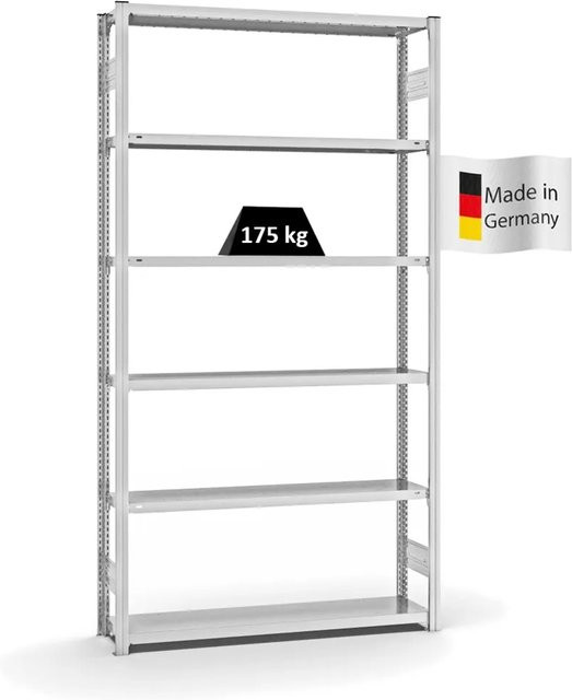 PROREGAL Fachbodenregal Stecksystem T-Profil Light-Duty in Lichtgrau mit 6 Ebenen, H x B x T: 250 x 130 x 30 cm - Bild 1