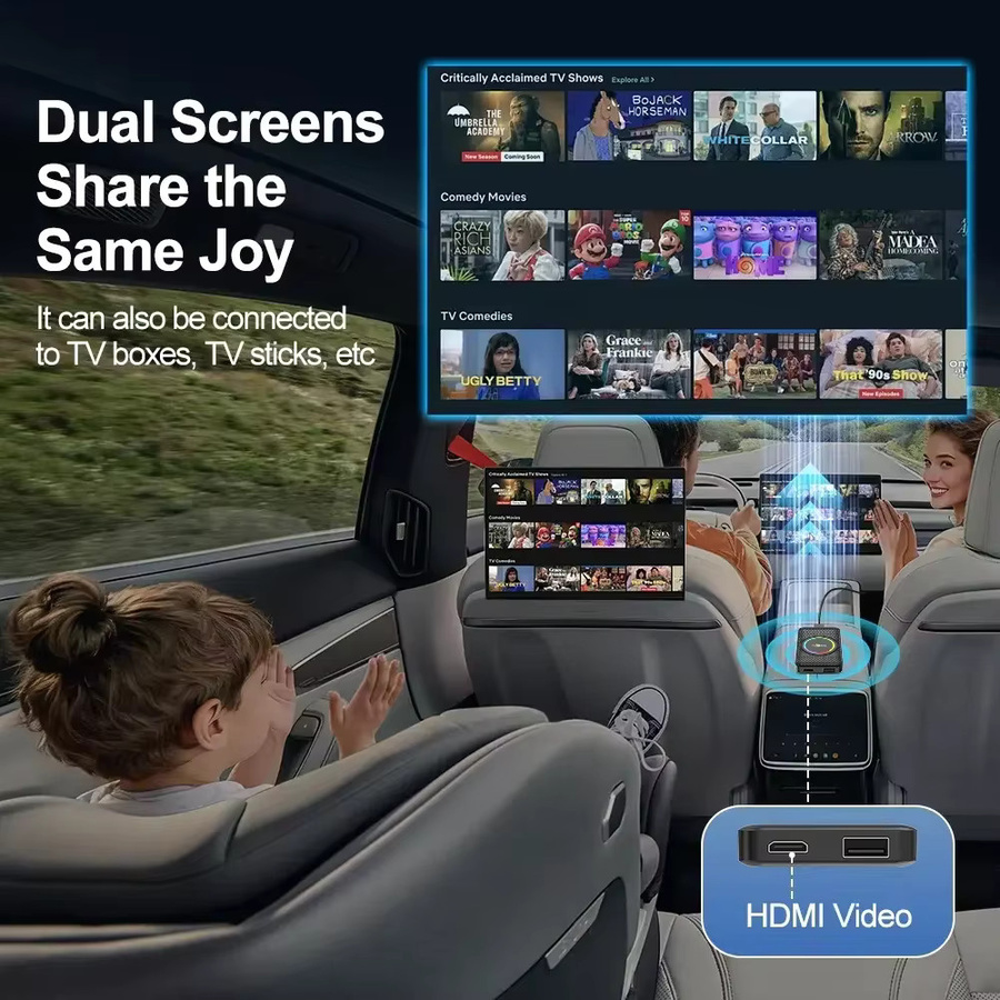 CarRocket Android 14 Ai Box mit HDMI, kabelloses Android Auto und Apple CarPlay für OEM-Fahrzeuge, Schwarz - Bild 2