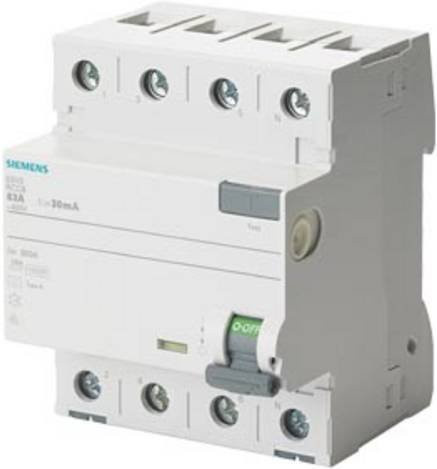 Siemens FI-Schutzschalter RCD 63A 0,3A 400V in Weiß 5SV3646-8 - Bild 1