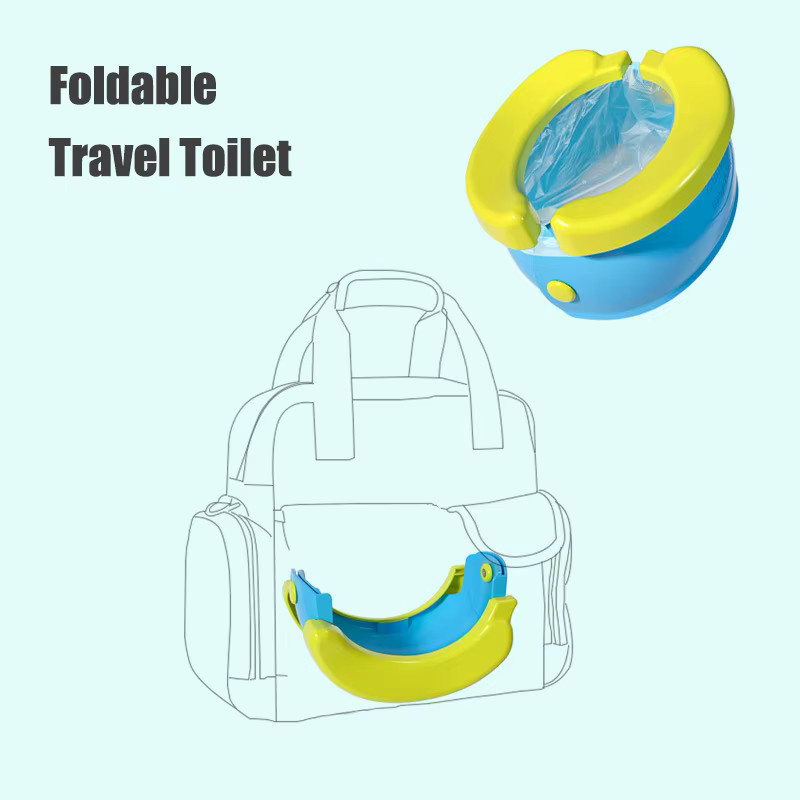 Klappbarer Reise-Baby-Toilettentopf als tragbares Urinal und Trainingssitz für Kinder in Grün und Multicolour - Bild 1