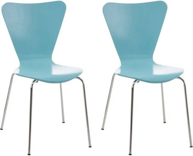 2er Set CLP Konferenzstühle Calisto in Hellblau, stapelbar, modern mit Holz- und Metallgestell - Bild 1