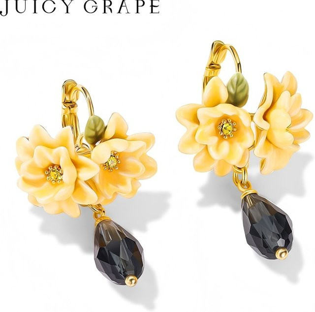 Juicy Grape Schmuckset, Halskette, Ohrringe, Perlenarmband, Gold, Damen - Bild 1