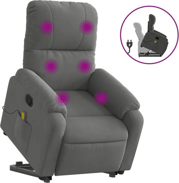 vidaXL Massagesessel mit Aufstehhilfe in Dunkelgrau aus Mikrofasergewebe - Bild 1