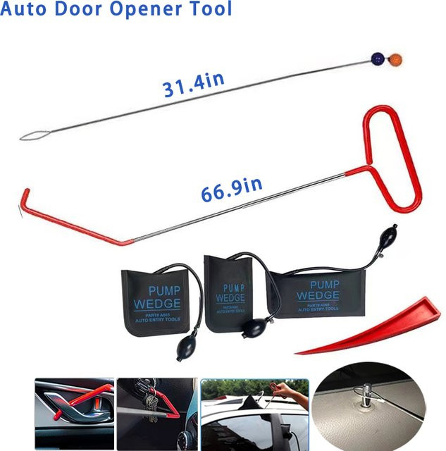 CHSYX Auto Werkzeug Set zum Öffnen von Autotüren mit Grabber, Lock Pick Set und Luftkeil sowie Pumpe für LKW und PKW - Bild 1