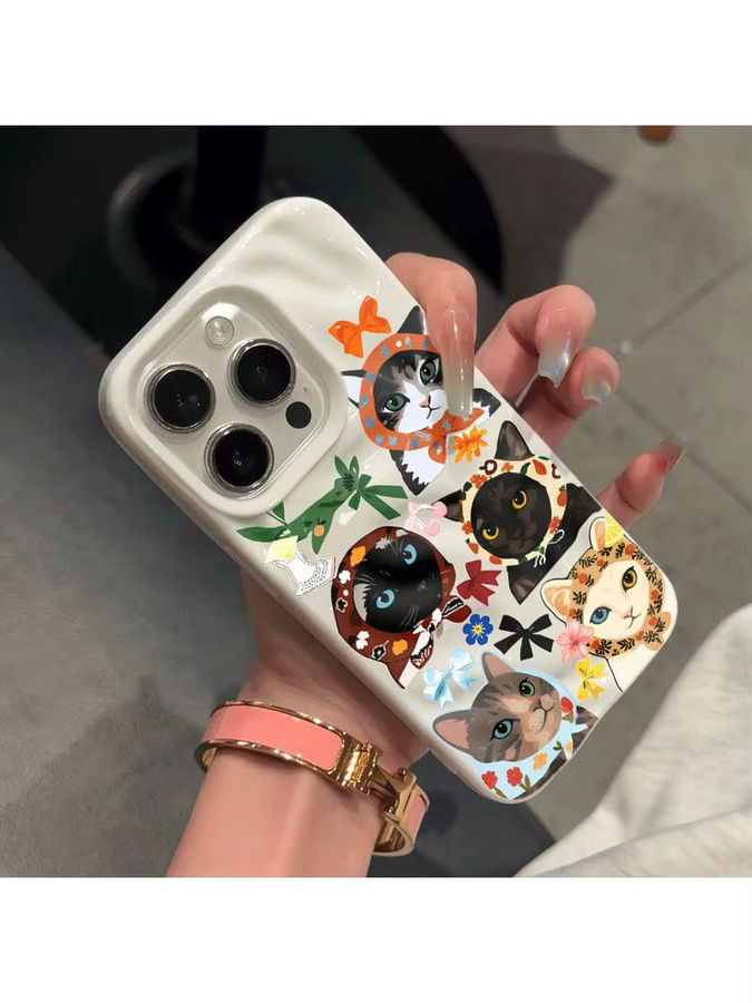 Stoßfeste iPhone Schutzhülle mit Retro Katzen und Kopftuch Design in Multicolour für Apple iPhone 17 Air 16 15 14 13 12 11 Pro Max Plus - Bild 4