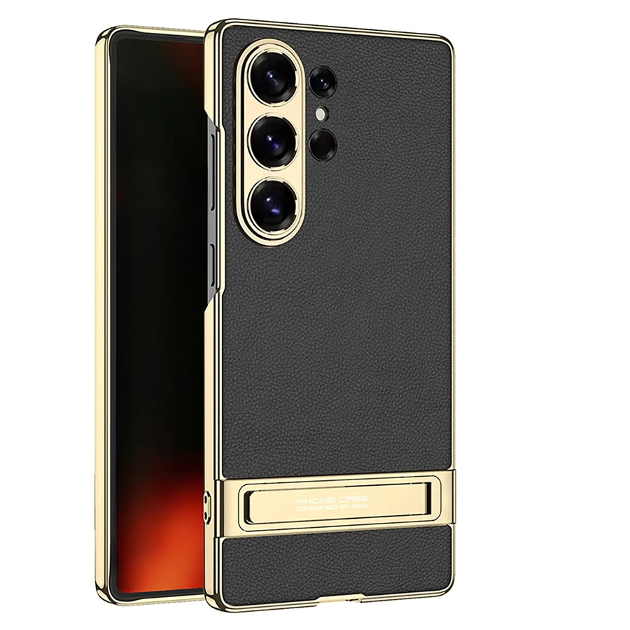 Stoßfeste Glattleder-Schutzhülle mit Halterung für Samsung Galaxy S26 Ultra in Schwarz oder Weiß - Bild 1