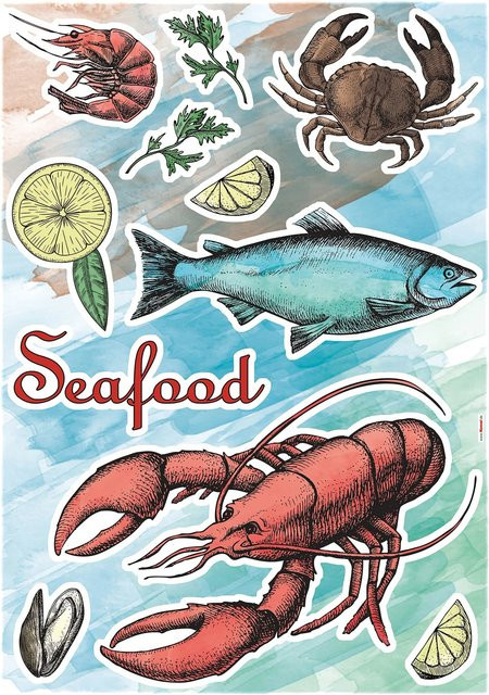 Komar Deko-Sticker Seafood, Mehrfarbig, Breite: 50 cm, Höhe: 70 cm - Bild 1