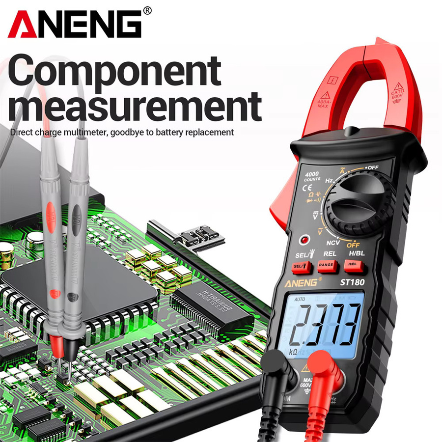 ANENG Zangenmultimeter ST180 Wechselstrom 4000 Zählzangenmessgerät mit B16 Spannungsprüfer 12-300 V und Diagnose-Haltepunkt-Finder - Bild 5