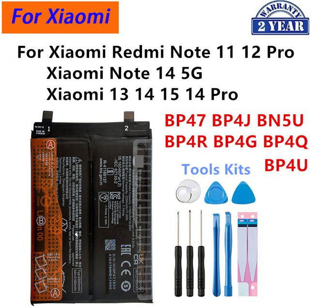 Xiaomi Akku in Schwarz für Redmi Note 11 12 Pro Note 14 5G sowie Xiaomi 13 14 15 und Redmi 14 Pro (Modelle BP47 BP4J BN5U BP4R BP4G BP4Q BP4U) - Bild 1