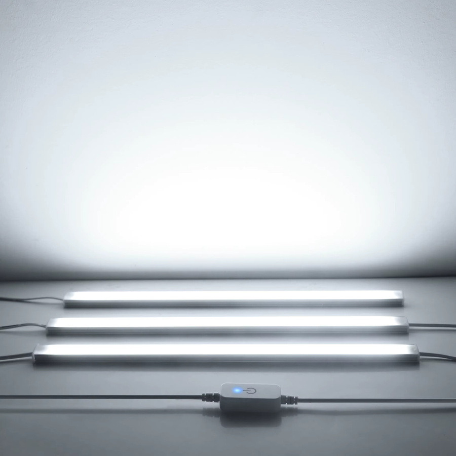 Gyarfas 3-teiliges LED-Verbindungslampen-Set aus Aluminium in Weiß, dimmbar mit USB-Touch-Sensor für Küche und Home-Office - Bild 4