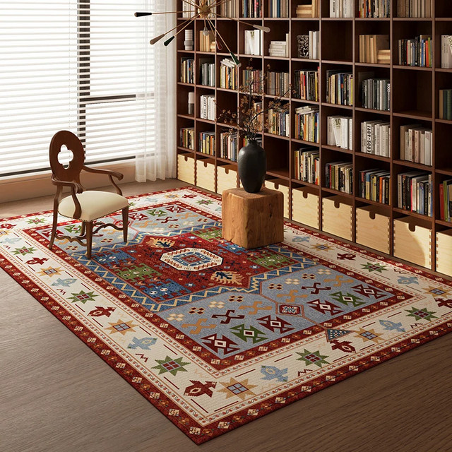 VIKAMA Vintage-Teppich im amerikanischen Stil, rechteckig, Multicolour, schmutzabweisend - Bild 1