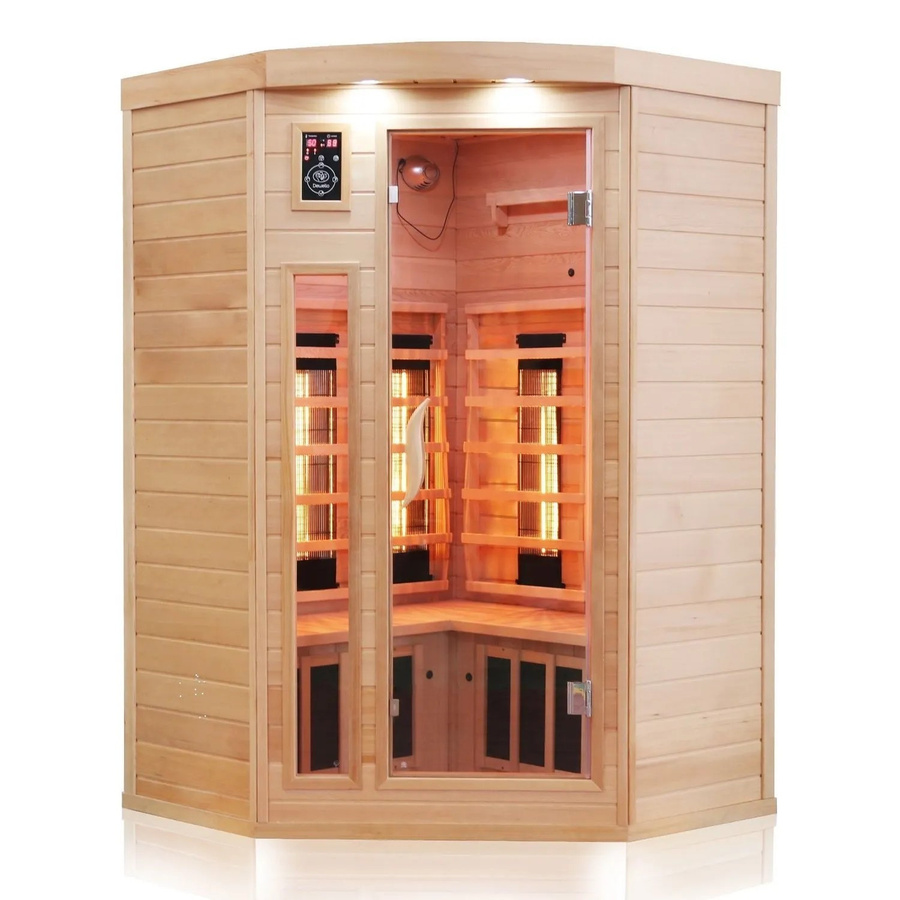Dewello Infrarotkabine Lakefield Infrarotsauna aus Hemlock Tannenholz für 3 Personen, Farbe Braun, B/T/H: 140 x 140 x 190 cm - Bild 2