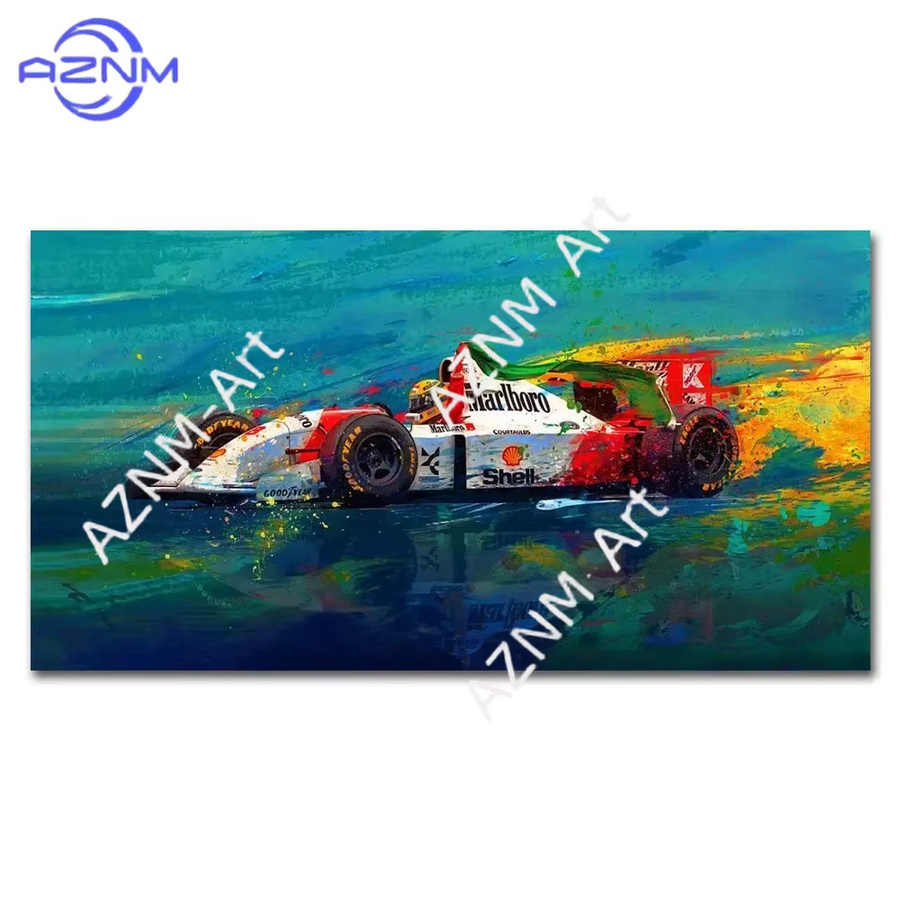 Skandinavische Wandkunst Ayrton Senna F1-Legende als Leinwanddruck im Porträtformat, Mehrfarbig - Bild 3
