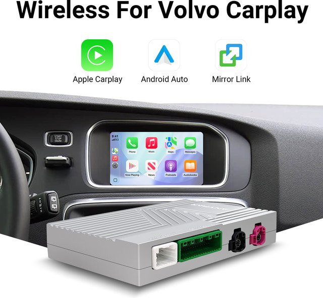 LEXXSON Drahtlose CarPlay und Android Auto Retrofit Kit Decoder Box für Volvo V40 V60 S60 XC60 S80 (2015-2018) in Grau mit Wi-Fi und Bluetooth - Bild 1