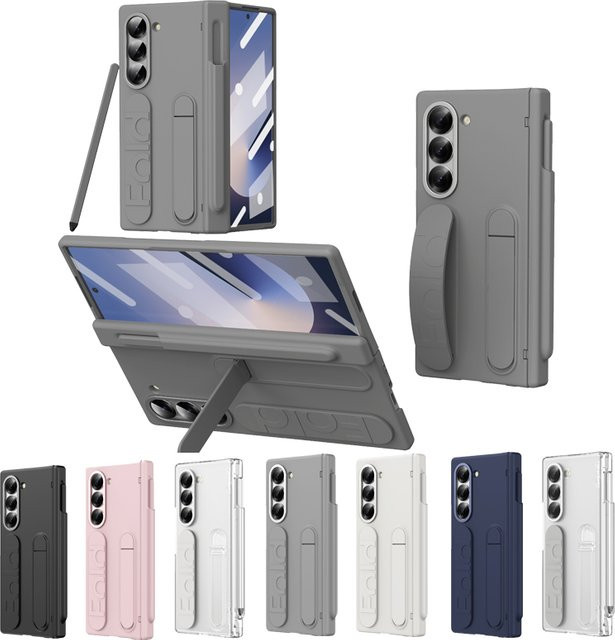 Samsung Galaxy Z Fold Schutzhülle mit Scharnierschutz, S Pen Halterung, Displayschutz und Armband in Blau - Bild 1