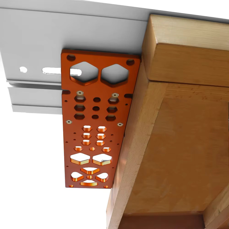 FNICEL Aluminium-Positionierungsplatte für Holzbearbeitung mit 90-Grad-Winkelanschlag und Klemme in Orange für Festool und Makita Führungsschienen - Bild 5