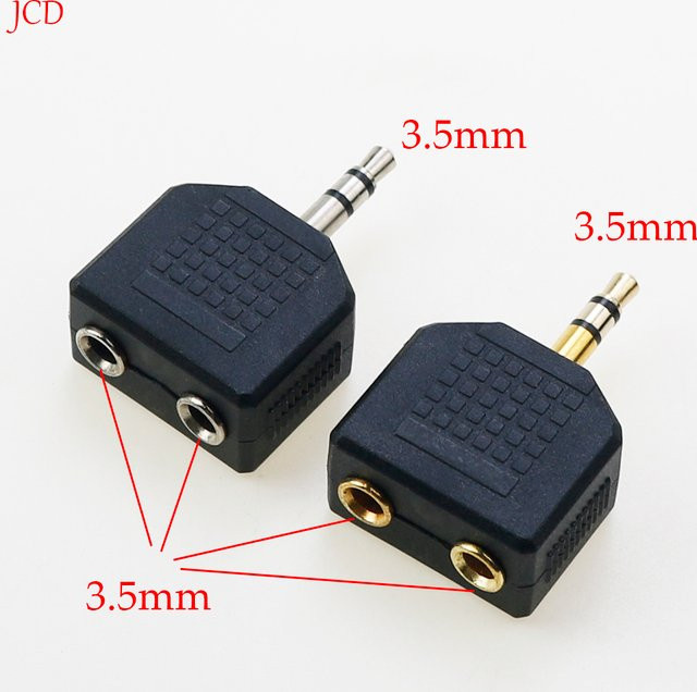 JCD 3,5mm Stereo-Kopfhöreranschluss-Splitter-Adapter 1-zu-2 Y-Adapter in Schwarz und Silber - Bild 1