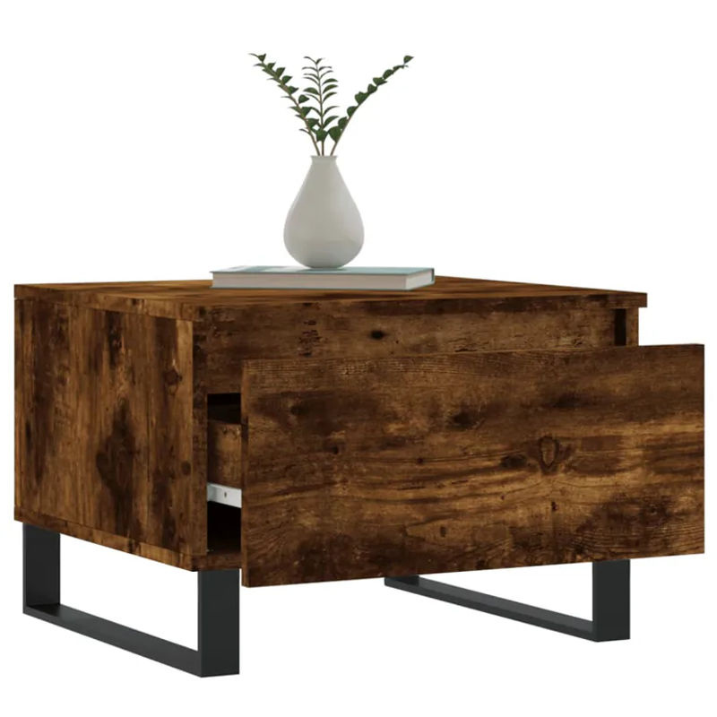 vidaxl Couchtisch Set 2 Stück Modern in Braun aus Geräuchertem Eichen-Composite und Metall B/T/H: 50 x 46 x 35 cm - Bild 4
