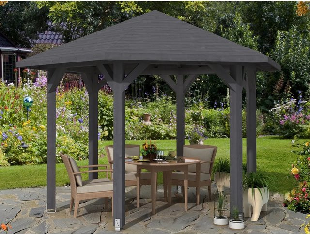 Skan Holz Pavillon Nancy 2 aus Fichten-Leimholz in Schiefergrau B/H/T: 420 x 304 x 364 cm - Bild 1