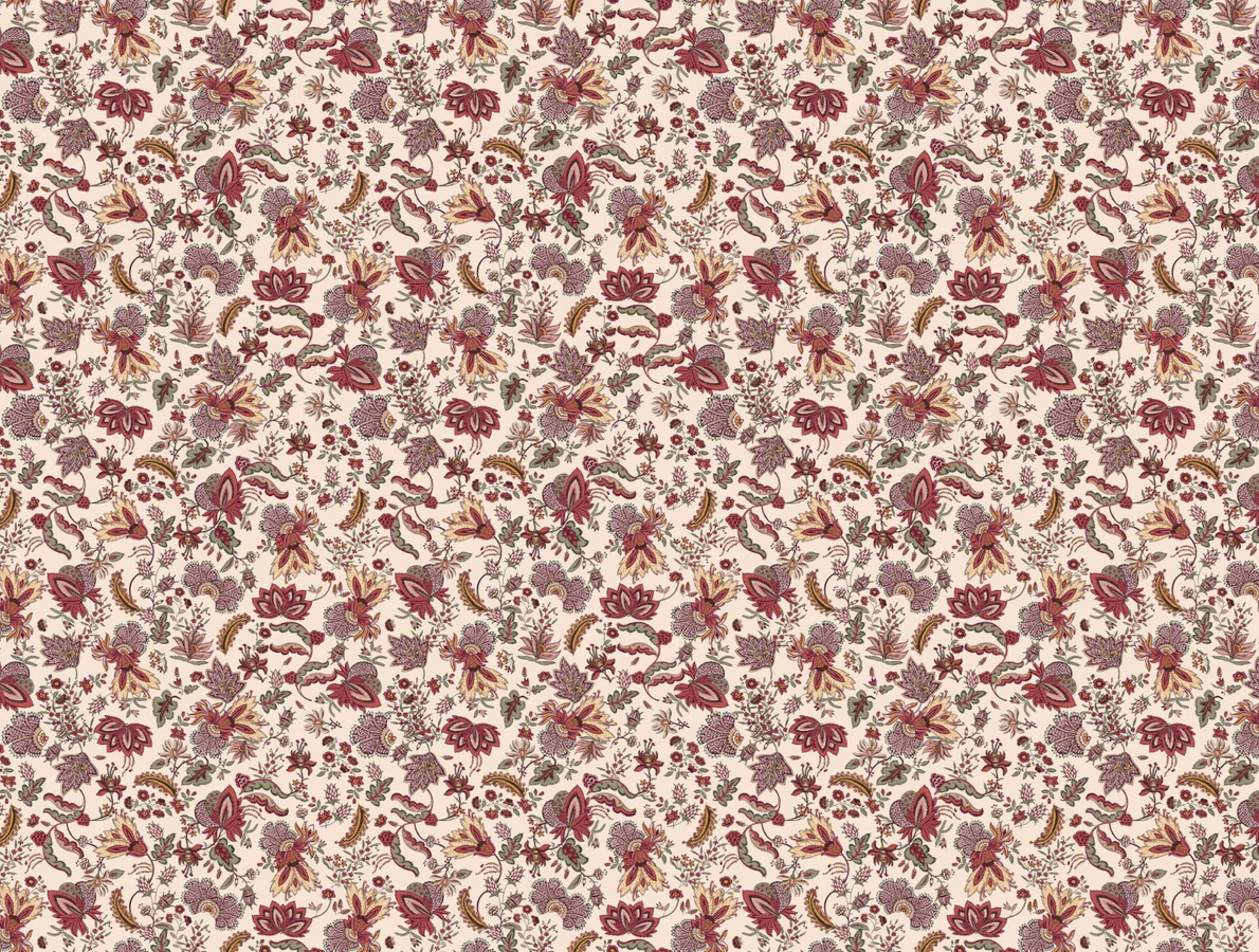 Quenin Wallpaper Constance Printemps Vlies Tapete mit floralem Botanical Design in Rot und Multicolour im Vintage-Stil - Bild 1