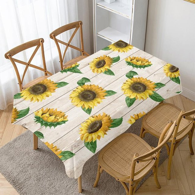 Moderne rechteckige Tischdecke von Super Six mit Sonnenblumen-Floral-Print, wasserabweisend und mehrfarbig, für Esstisch oder Teetisch - Bild 1