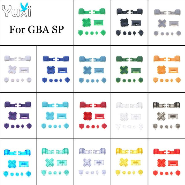 YuXi Ersatz Tasten Set für Gameboy Advance SP in Schwarz mit LR AB D-Pad und Power-Taste zur Reparatur - Bild 1