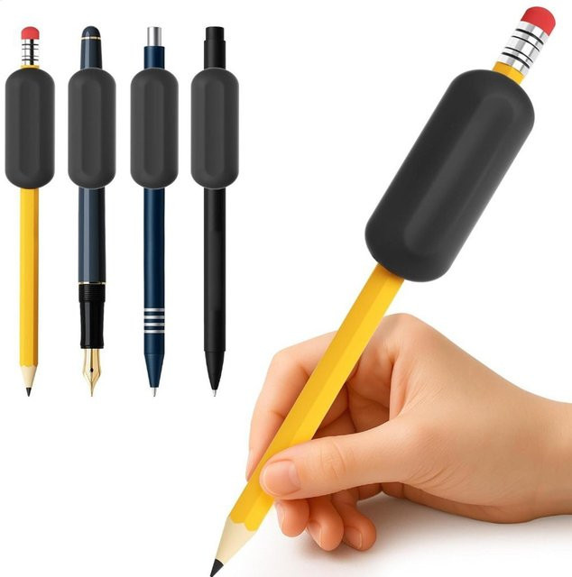 Gewichteter Bleistift in Schwarz als Handschrifthilfe und Korrekturwerkzeug für Kinder und Senioren - Bild 1