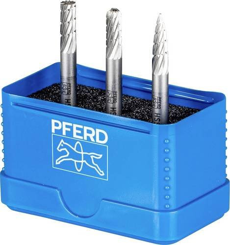 PFERD HSS Frässtift Set 85 3-teilig universal mit Schaftdurchmesser 6 mm und den Zahnungen mittel sowie fein - Bild 1