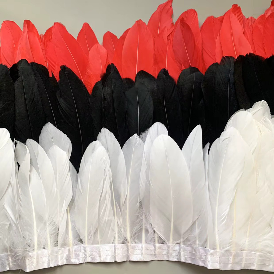 Natürliche Gänsefedern Fransen für Handarbeiten und DIY-Dekoration, 10 Meter, Pink und Multicolour, Federlänge: 15-20 cm - Bild 2