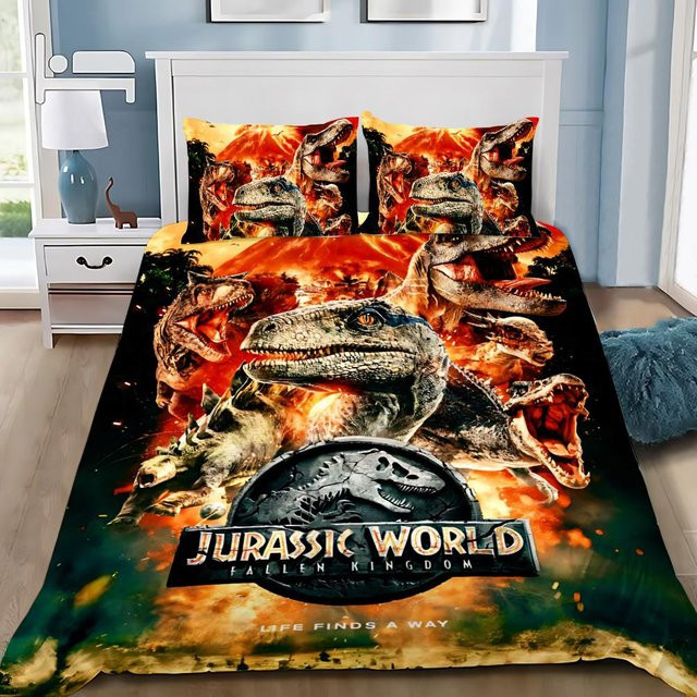 Gu Tao Dinosaurier Park Bettwäsche-Set mit Dinosaurier-Motiv, mehrfarbig, B/H: 135 x 200 cm - Bild 1