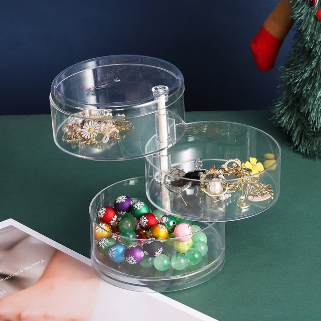AGCFABS Transparente Schmuck- und Kosmetikaufbewahrungsbox aus Acryl, drehbar, staubdicht und wasserdicht - Bild 1